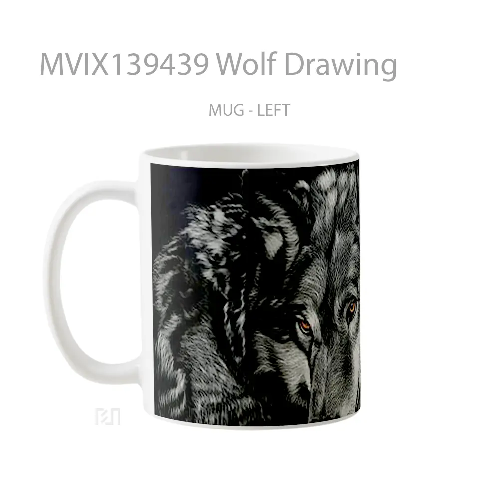 Mug Wolf Drawing Gelas Hewan Lucu - All-side / Desain