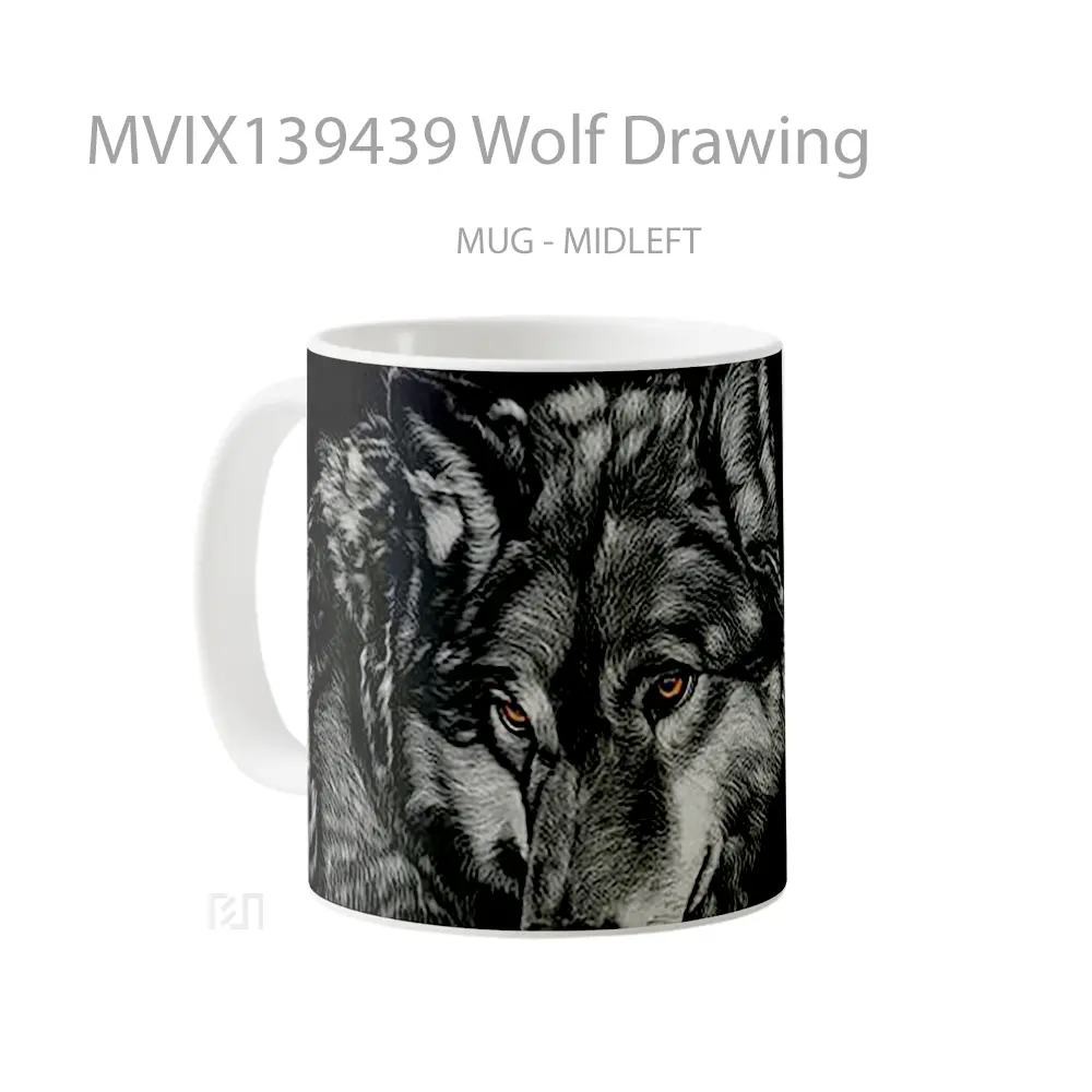 Mug Wolf Drawing Gelas Hewan Lucu - All-side / Desain