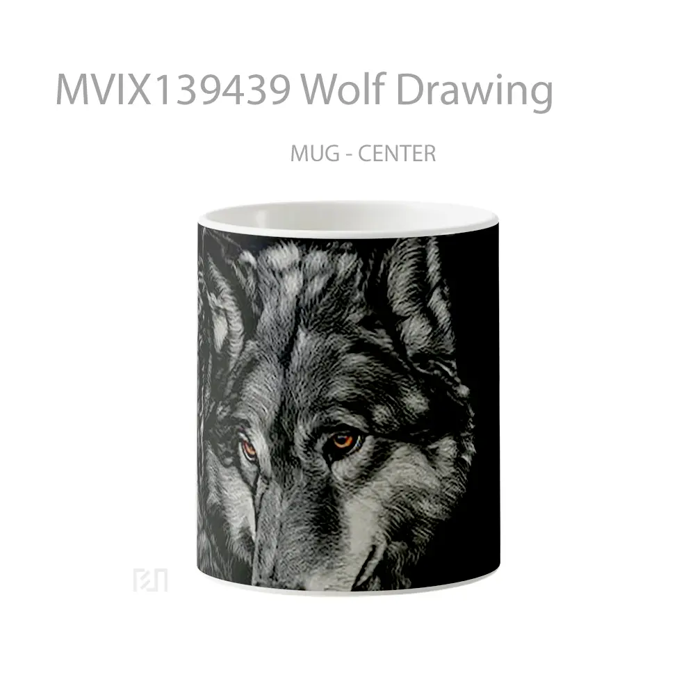 Mug Wolf Drawing Gelas Hewan Lucu