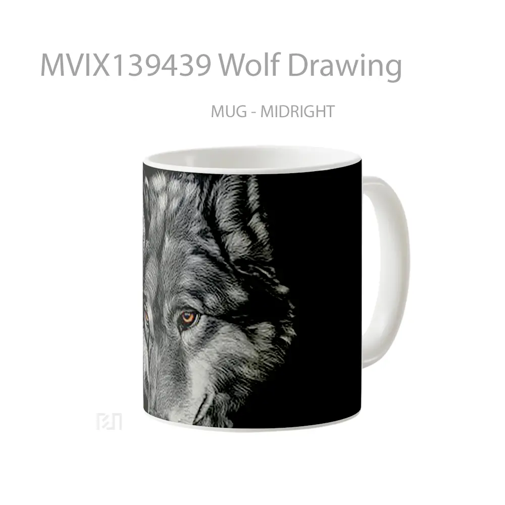 Mug Wolf Drawing Gelas Hewan Lucu - All-side / Desain