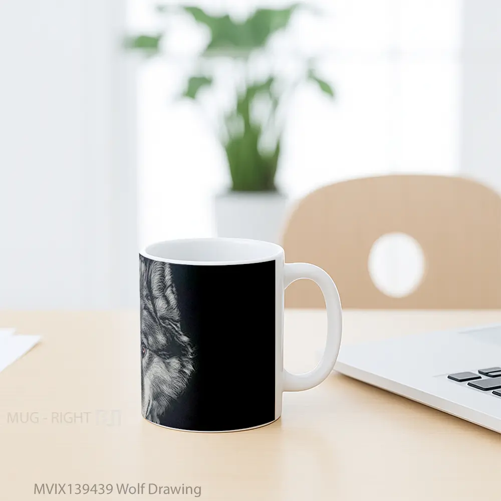 Mug Wolf Drawing Gelas Hewan Lucu - All-side / Desain