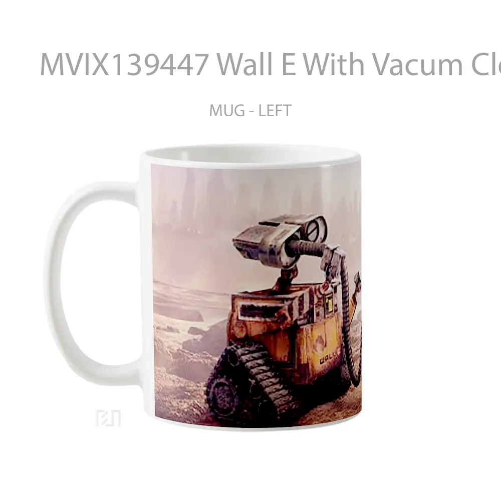 Mug Wall E With Vacum Cleaner Gelas Keramik Unik - All-side / Desain
