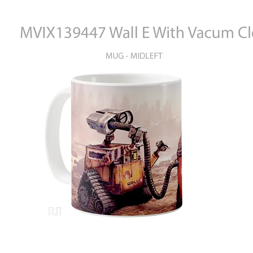 Mug Wall E With Vacum Cleaner Gelas Keramik Unik - All-side / Desain