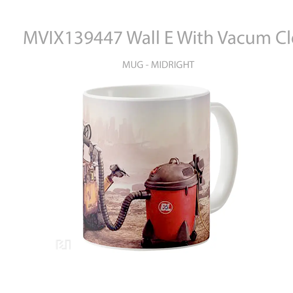 Mug Wall E With Vacum Cleaner Gelas Keramik Unik - All-side / Desain