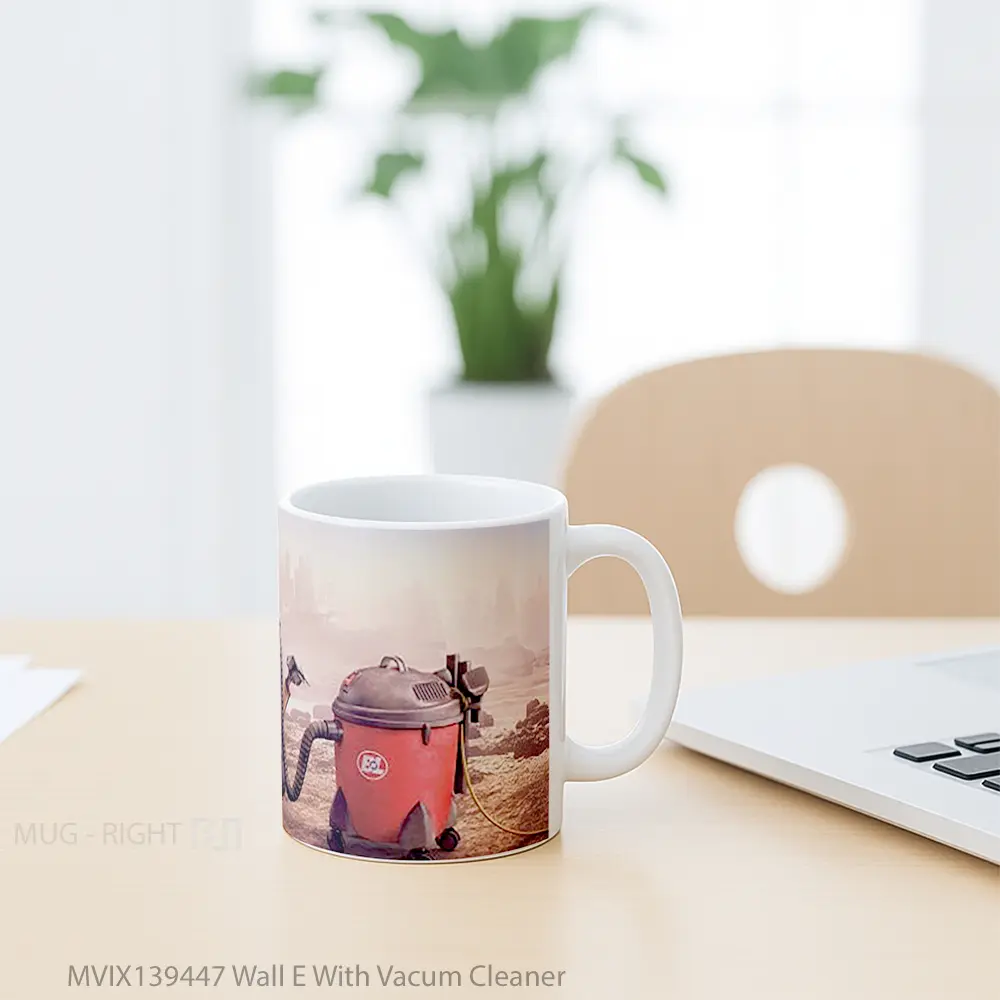 Mug Wall E With Vacum Cleaner Gelas Keramik Unik - All-side / Desain