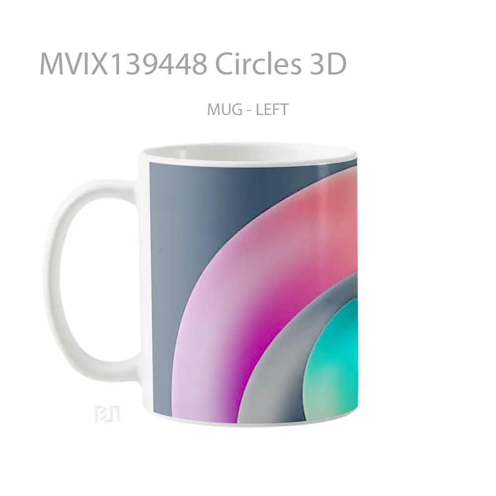 Mug Circles 3D Gelas Keramik Unik - All-side / Desain