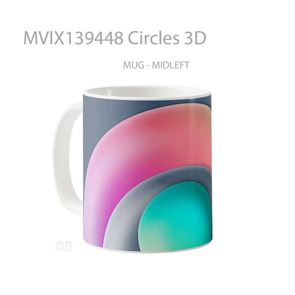 Mug Circles 3D Gelas Keramik Unik - All-side / Desain