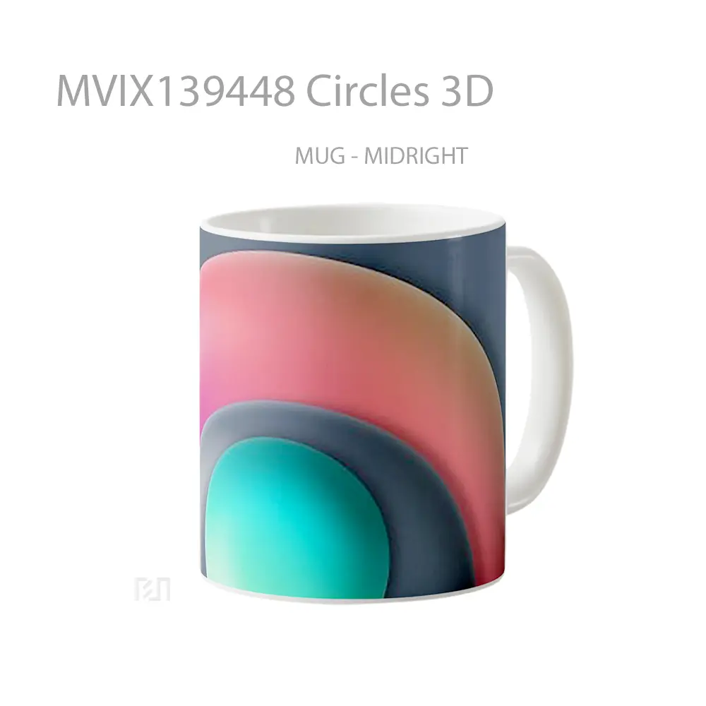 Mug Circles 3D Gelas Keramik Unik - All-side / Desain