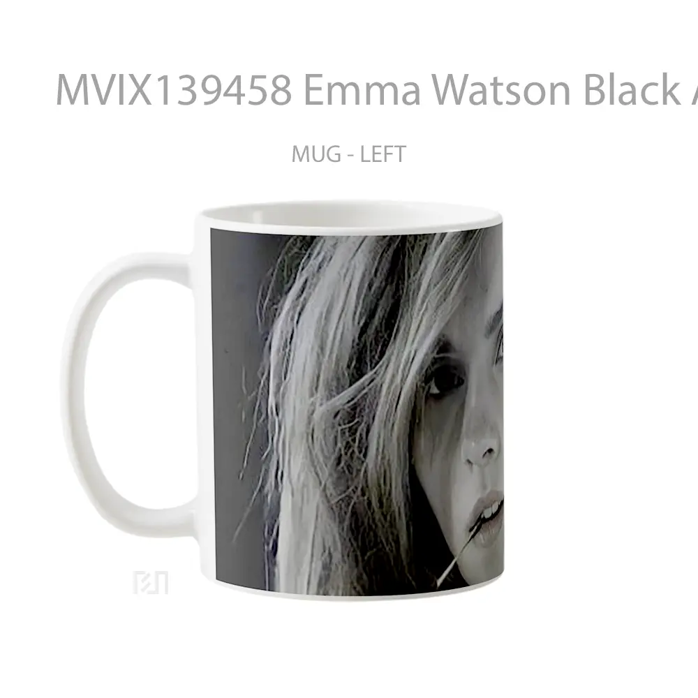 Mug Emma Watson Black And White Gelas Selebriti - All-side / Desain
