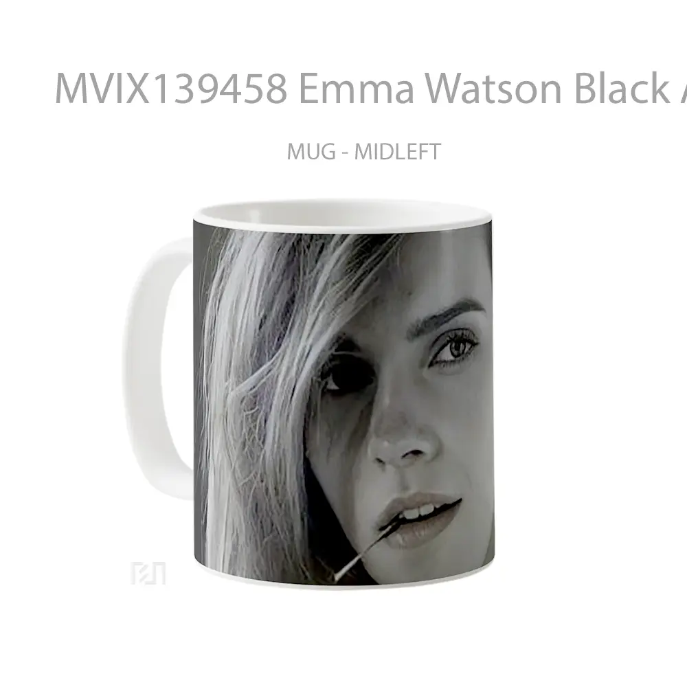 Mug Emma Watson Black And White Gelas Selebriti - All-side / Desain