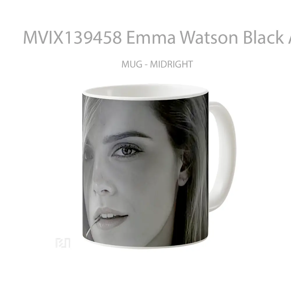 Mug Emma Watson Black And White Gelas Selebriti - All-side / Desain