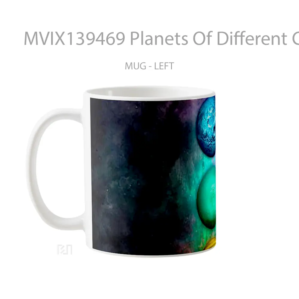 Mug Planets Of Different Colors Gelas Astronomi - All-side / Desain