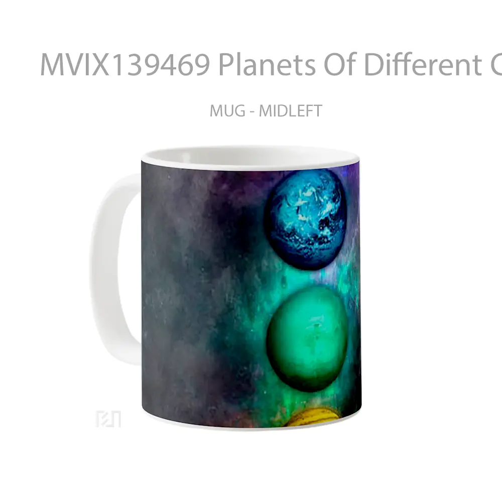 Mug Planets Of Different Colors Gelas Astronomi - All-side / Desain