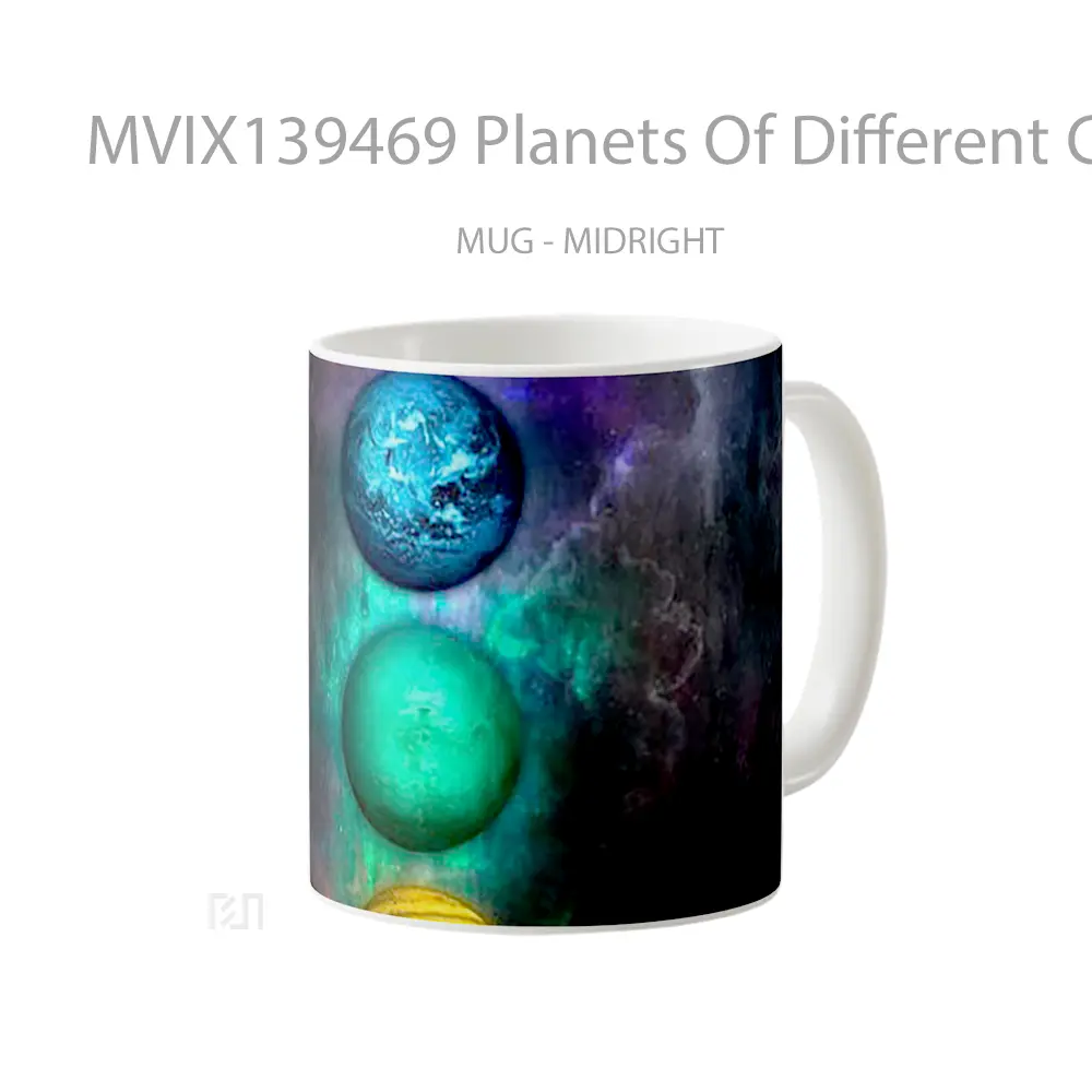 Mug Planets Of Different Colors Gelas Astronomi - All-side / Desain