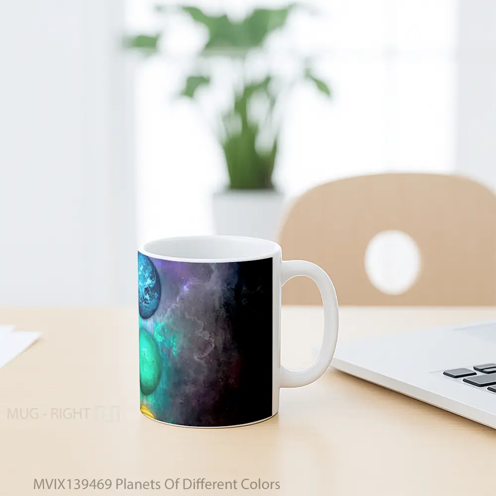Mug Planets Of Different Colors Gelas Astronomi - All-side / Desain
