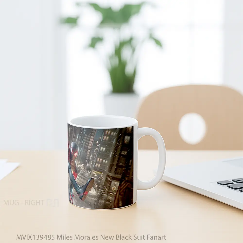 Mug Miles Morales New Black Suit Fanart Gelas Keramik Unik - All-side / Desain