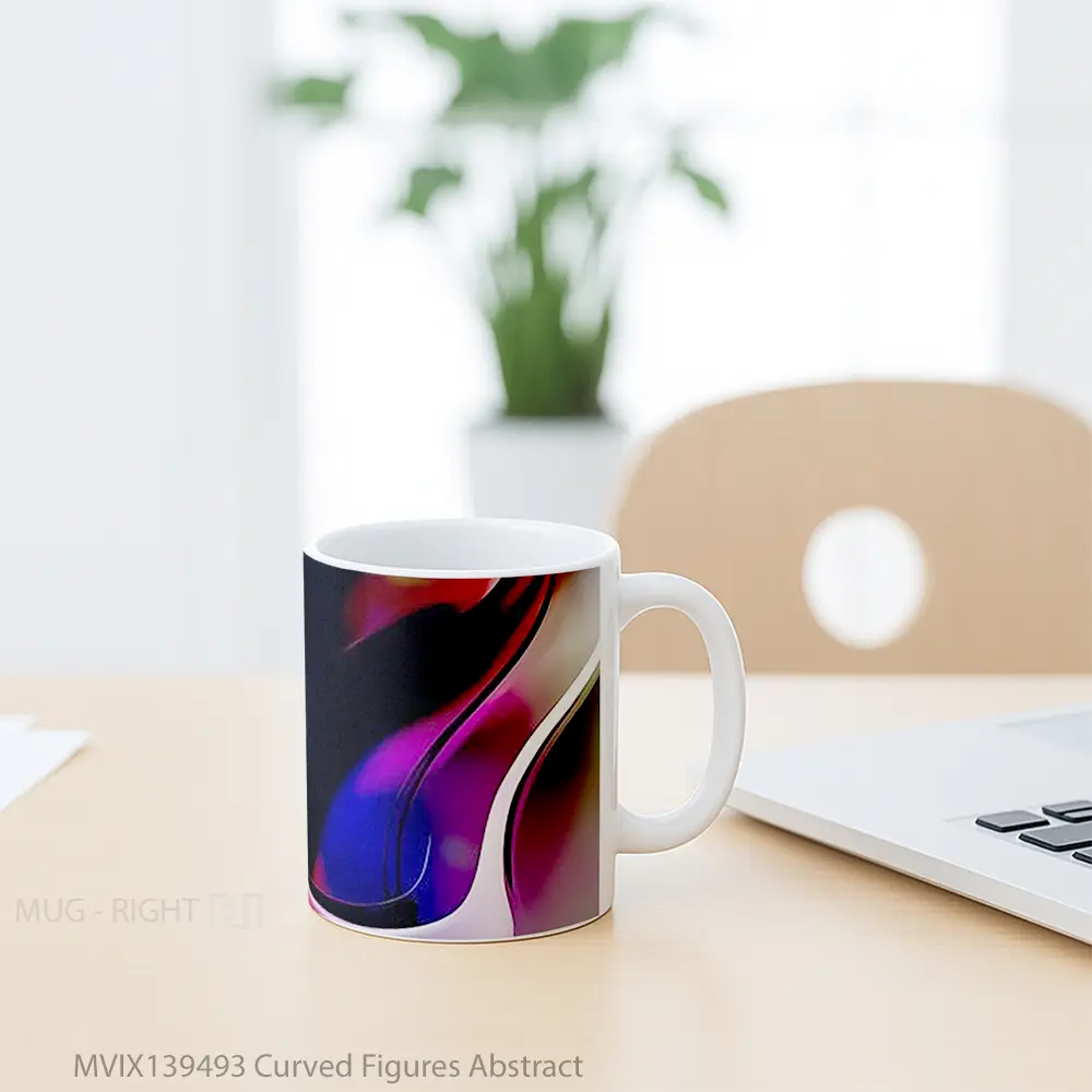 Mug Curved Figures Abstract Gelas Seni Modern - All-side / Desain