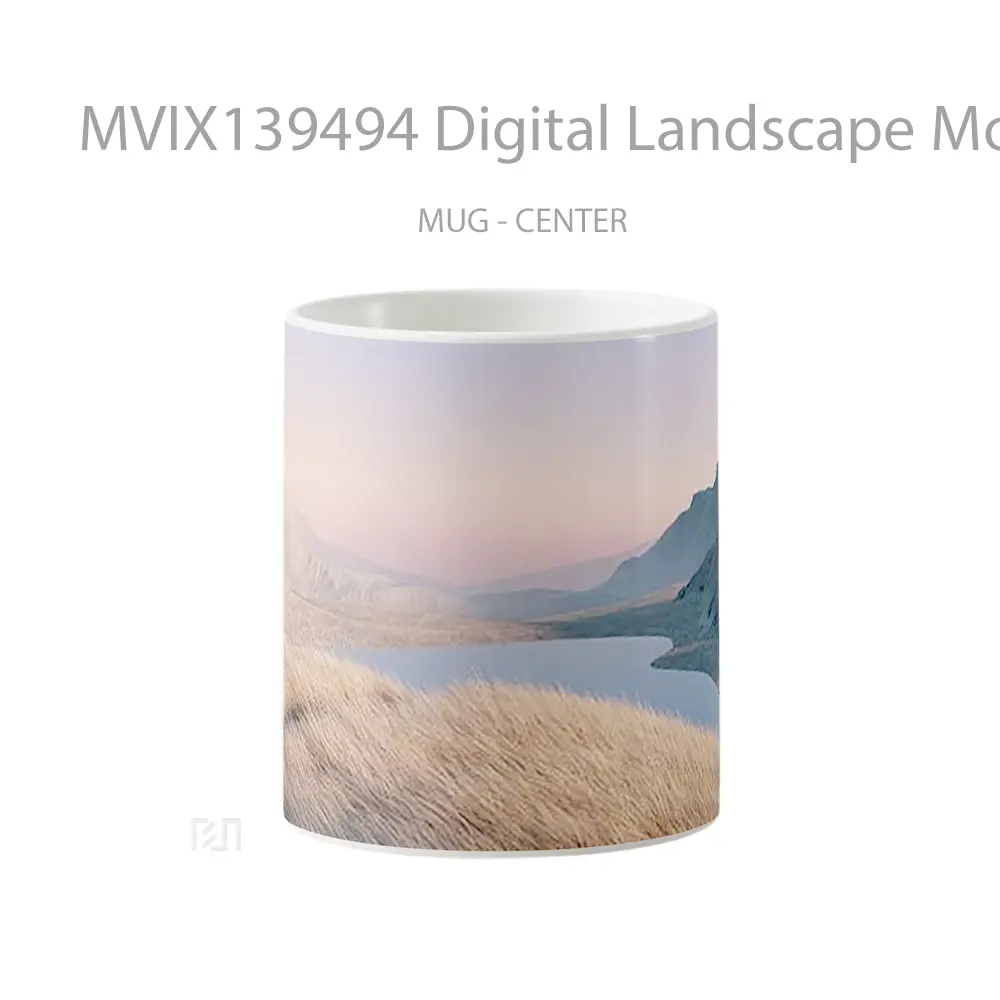 Mug Keramik Premium SNI - Mug Digital Landscape Mountains Gelas Pemandangan Alam