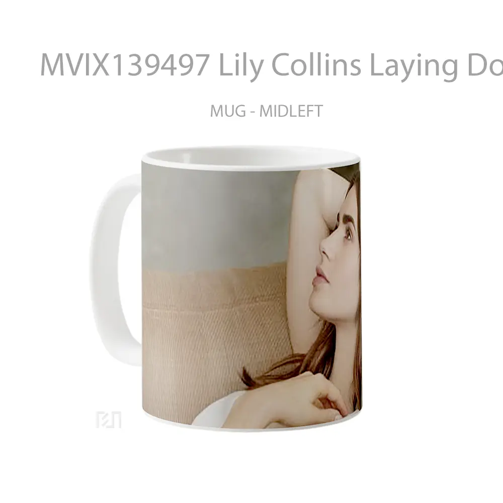 Mug Lily Collins Laying Down Gelas Keramik Unik - All-side / Desain