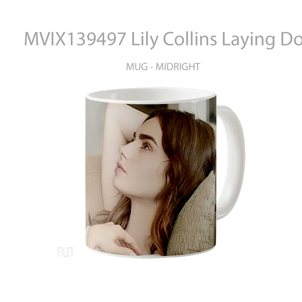 Mug Lily Collins Laying Down Gelas Keramik Unik - All-side / Desain