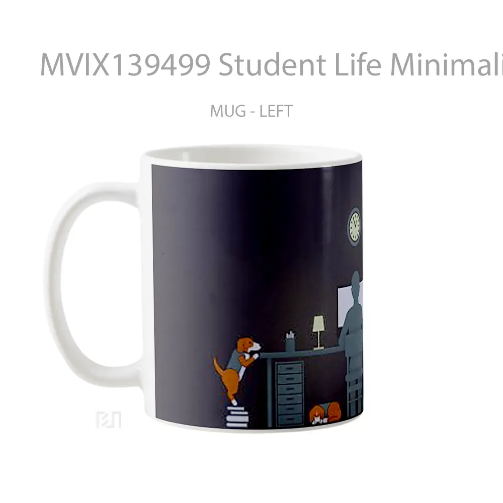 Mug Student Life Minimalist Style Gelas Seni Modern - All-side / Desain