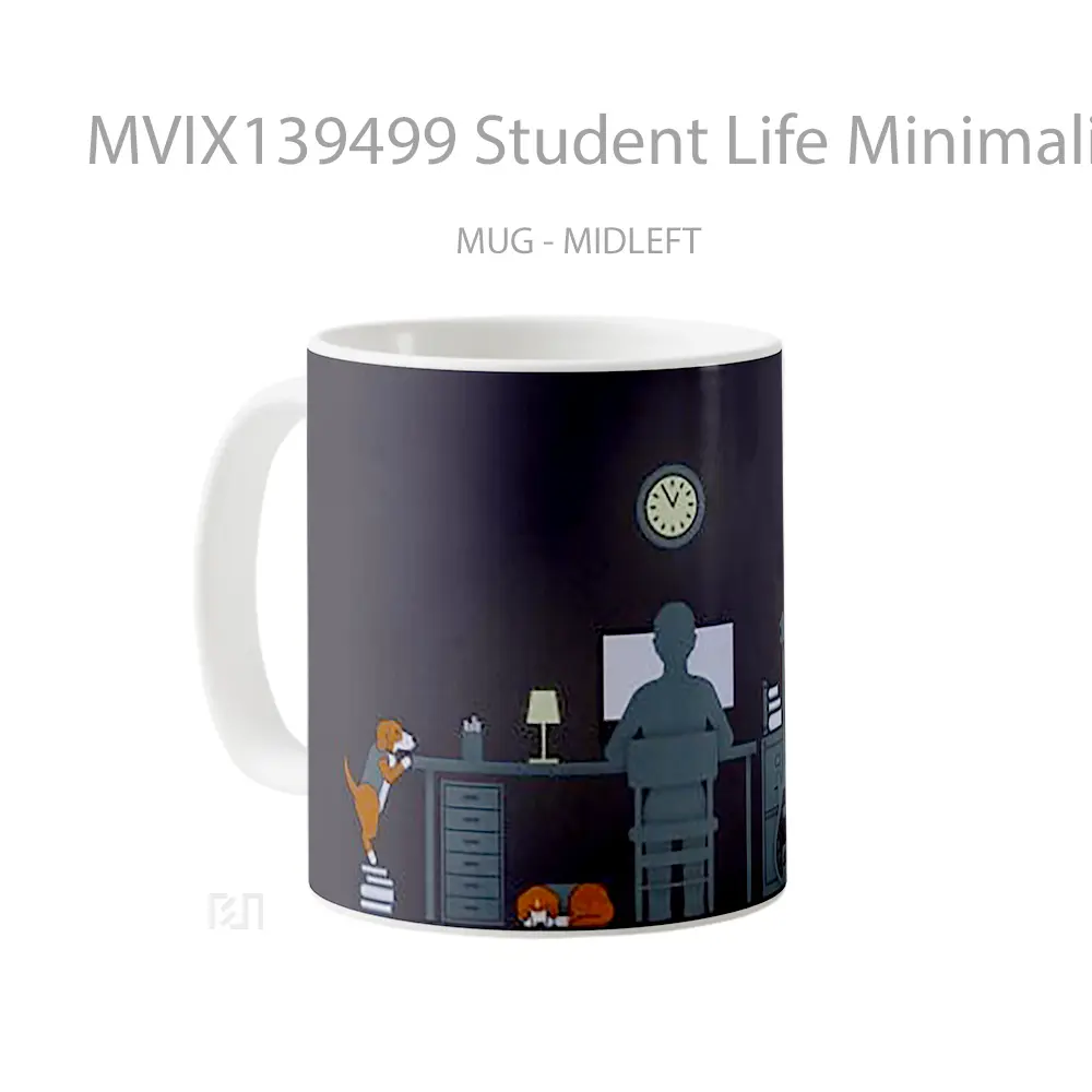 Mug Student Life Minimalist Style Gelas Seni Modern - All-side / Desain