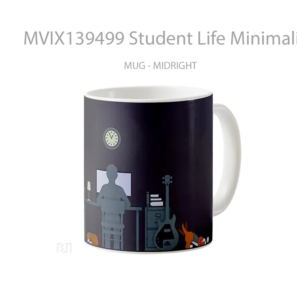 Mug Student Life Minimalist Style Gelas Seni Modern - All-side / Desain
