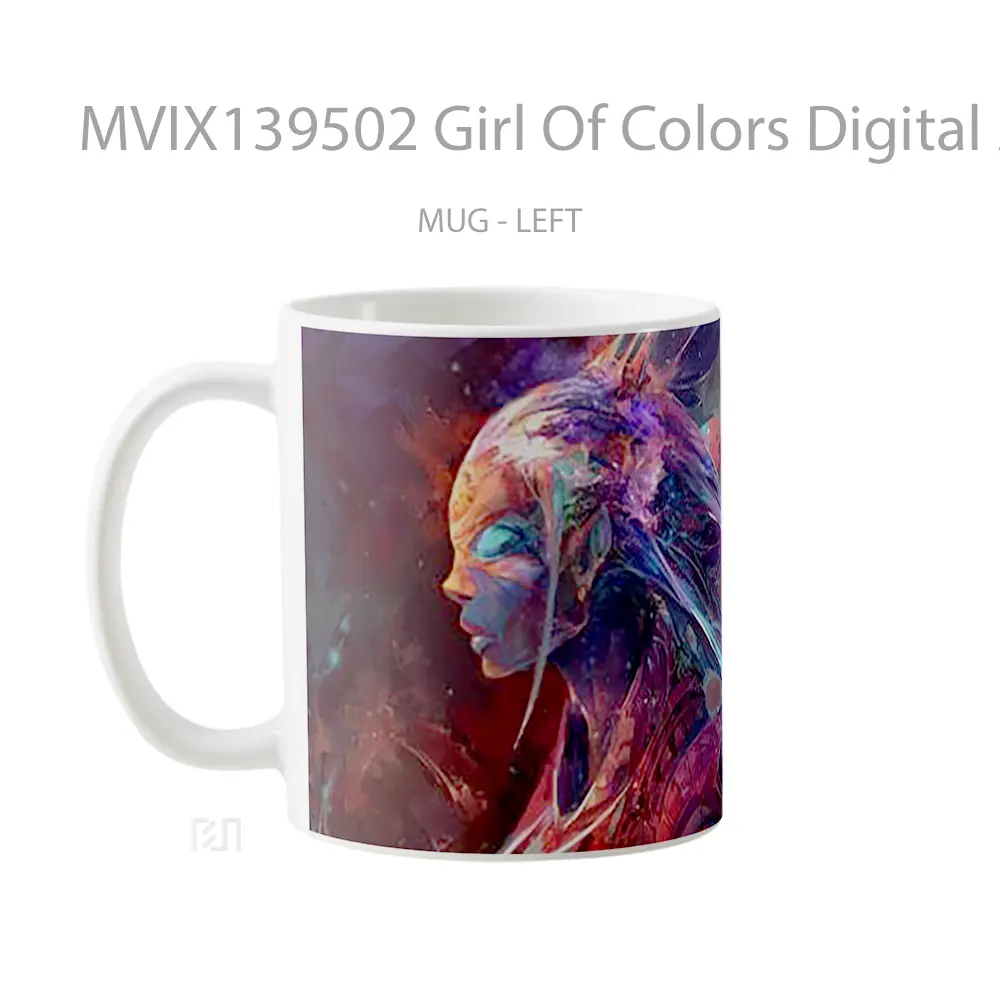 Mug Girl Of Colors Digital Art Gelas Seni Modern - All-side / Desain