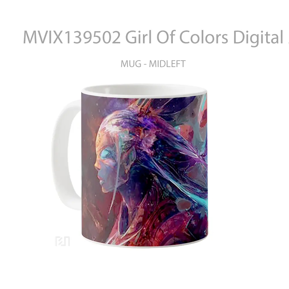 Mug Girl Of Colors Digital Art Gelas Seni Modern - All-side / Desain