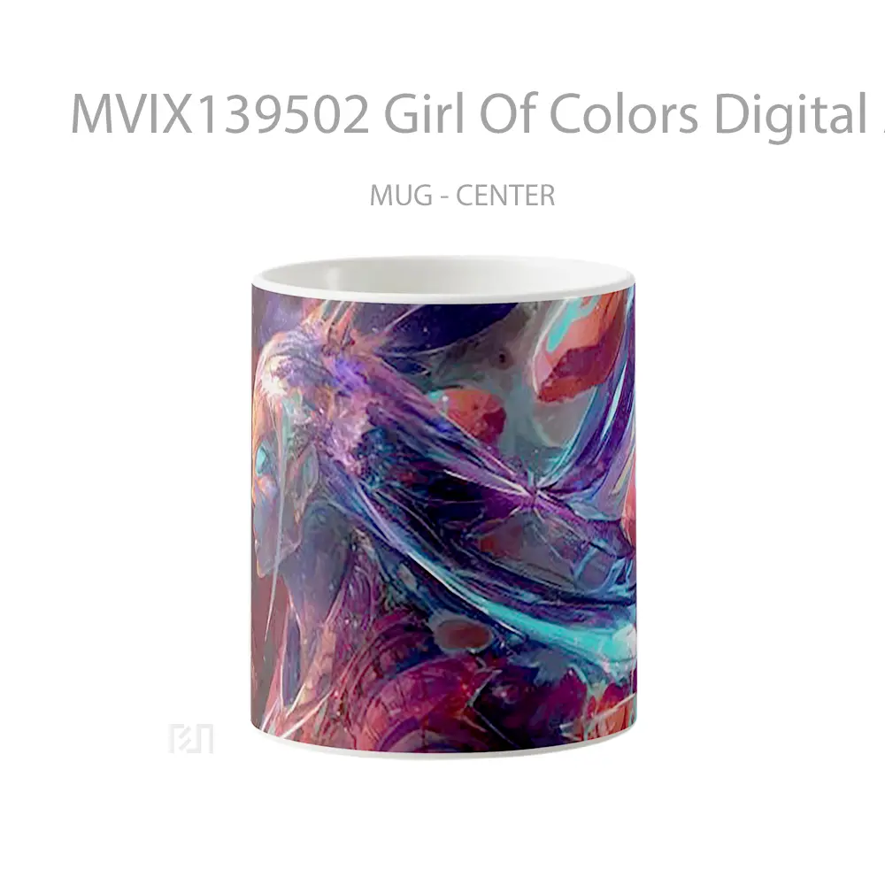 Mug Girl Of Colors Digital Art Gelas Seni Modern