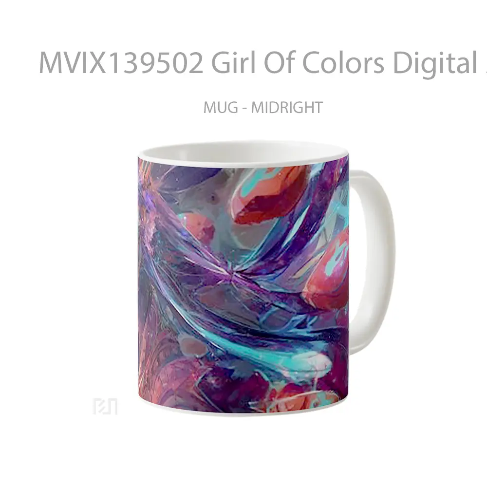 Mug Girl Of Colors Digital Art Gelas Seni Modern - All-side / Desain