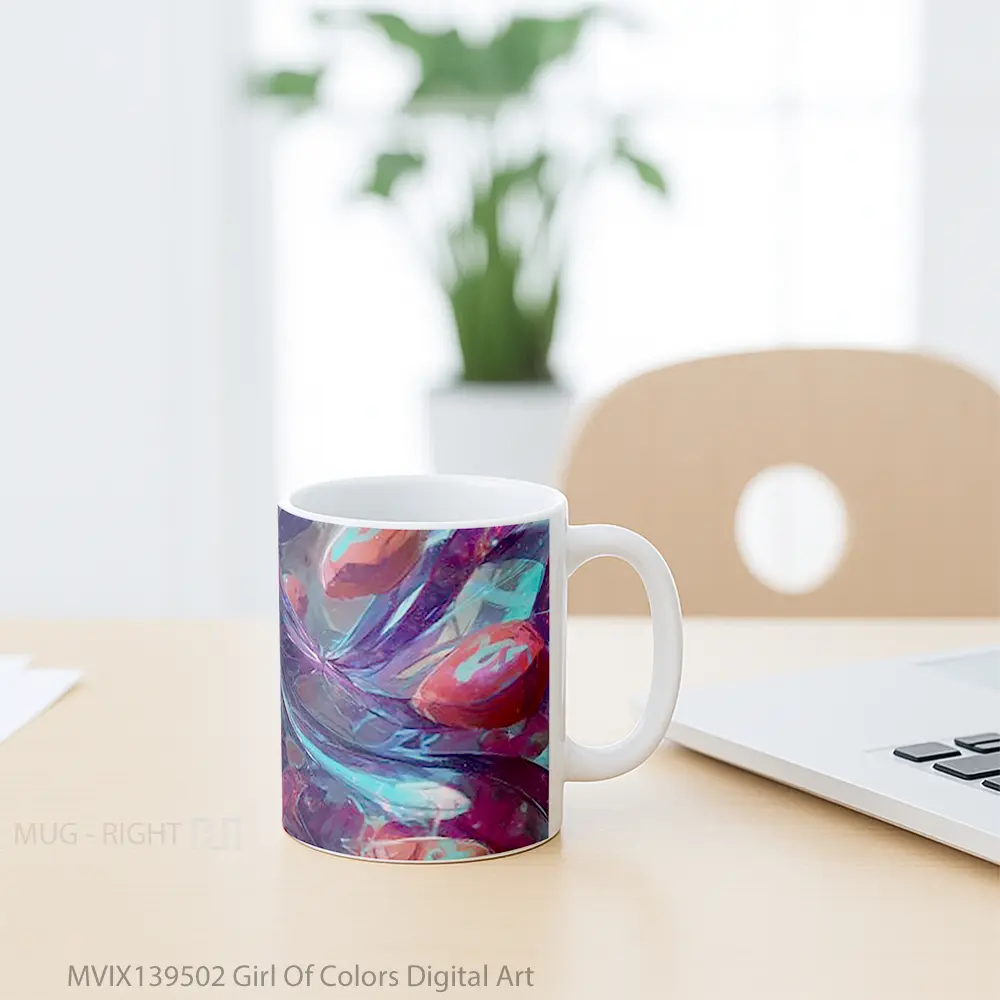 Mug Girl Of Colors Digital Art Gelas Seni Modern - All-side / Desain