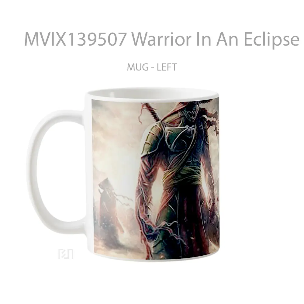 Mug Warrior In An Eclipse Gelas Keramik Unik - All-side / Desain