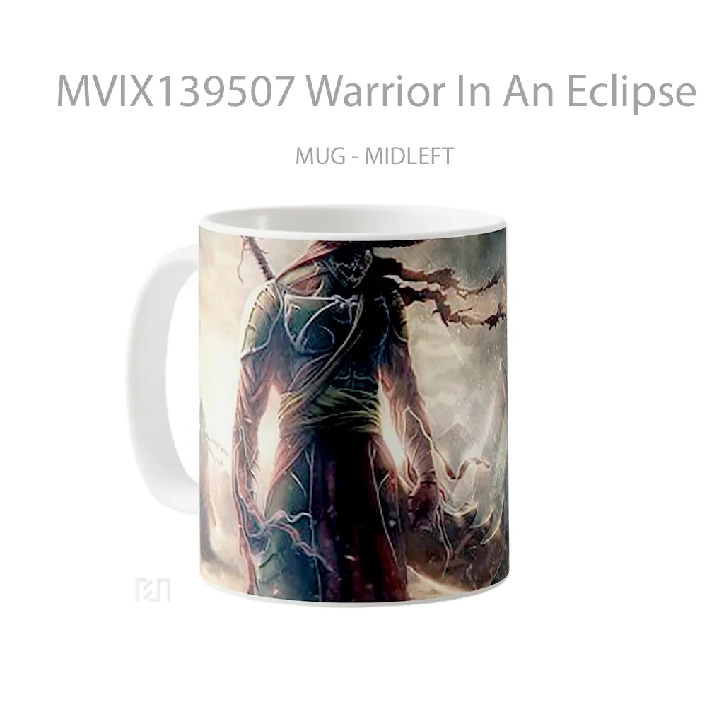 Mug Warrior In An Eclipse Gelas Keramik Unik - All-side / Desain