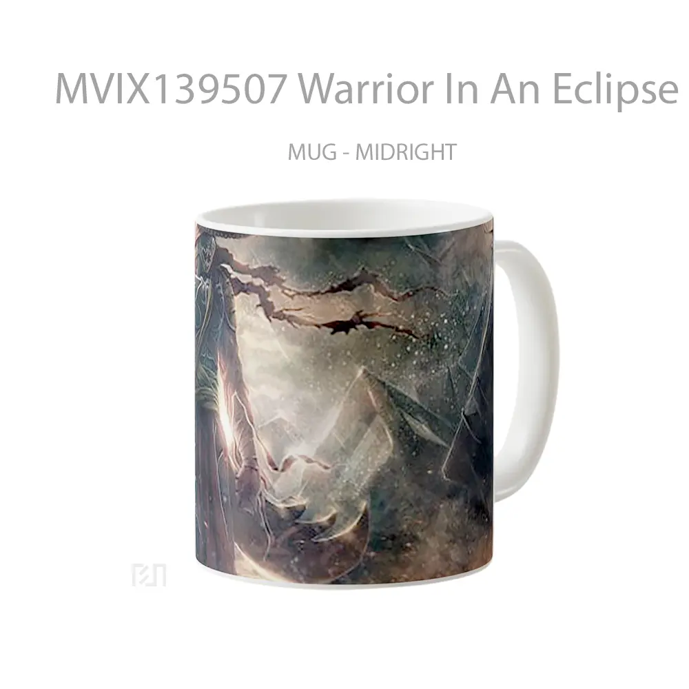 Mug Warrior In An Eclipse Gelas Keramik Unik - All-side / Desain