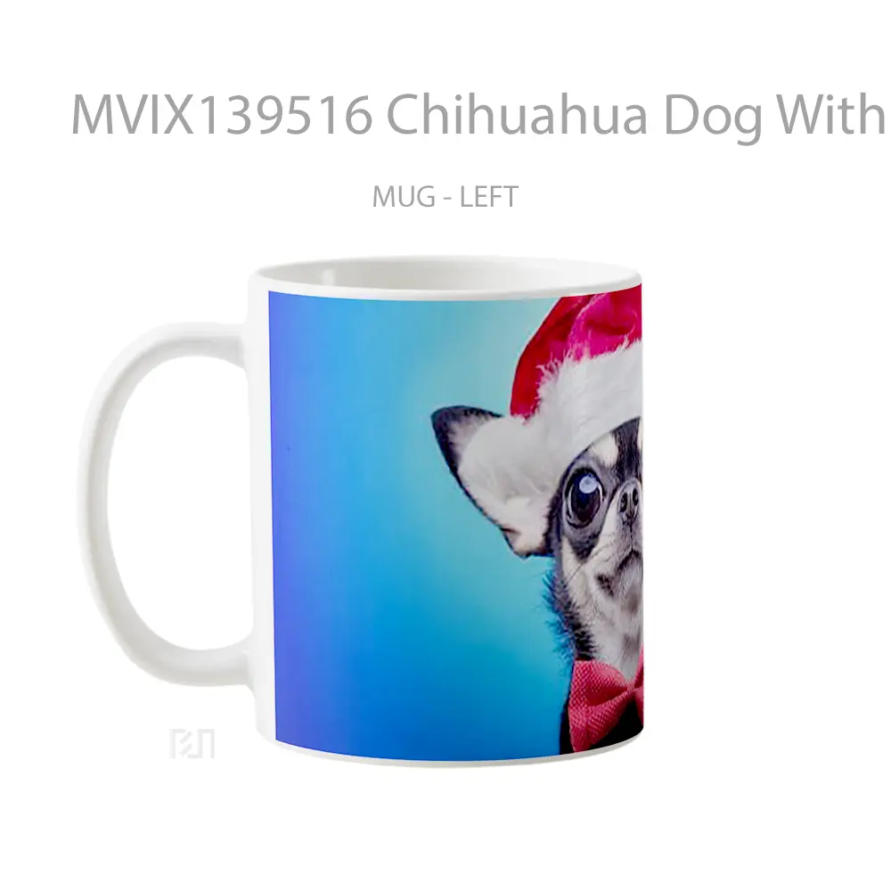 Mug Chihuahua Dog With Christmas Hat Gelas Hewan Lucu - All-side / Desain