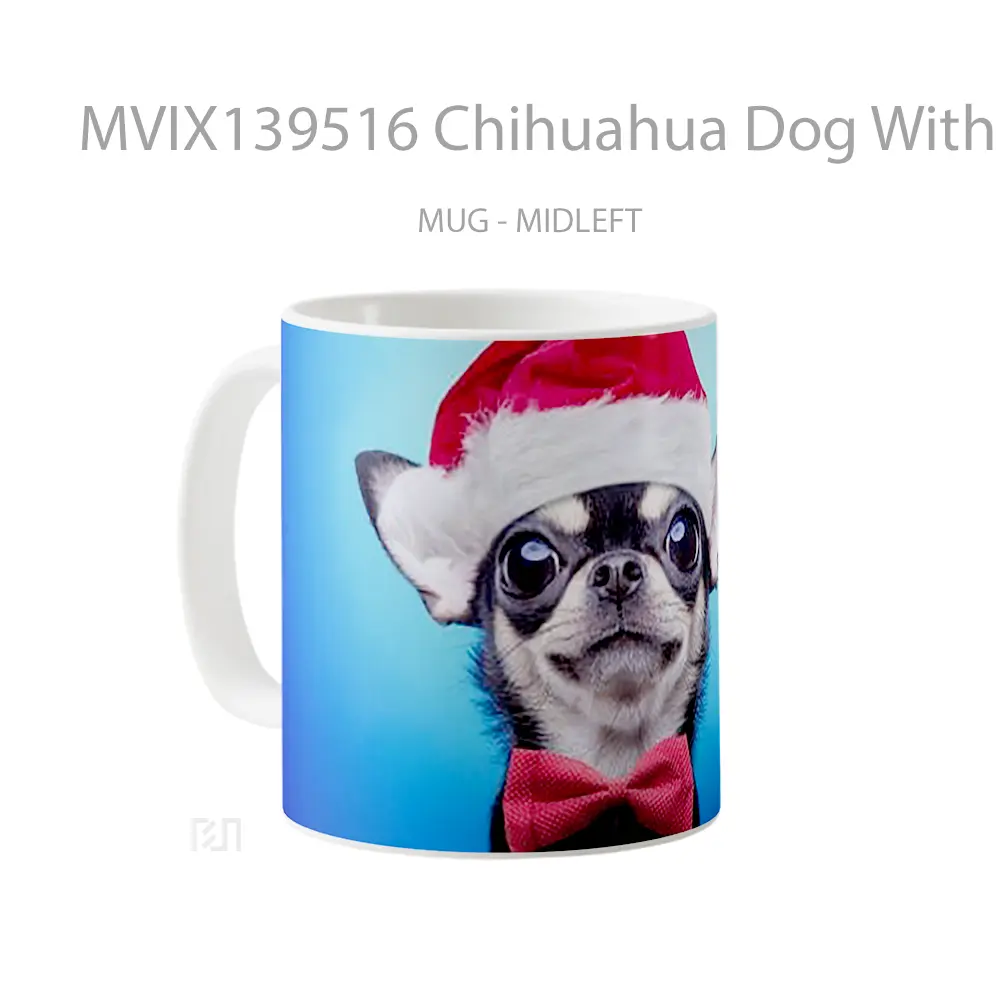 Mug Chihuahua Dog With Christmas Hat Gelas Hewan Lucu - All-side / Desain