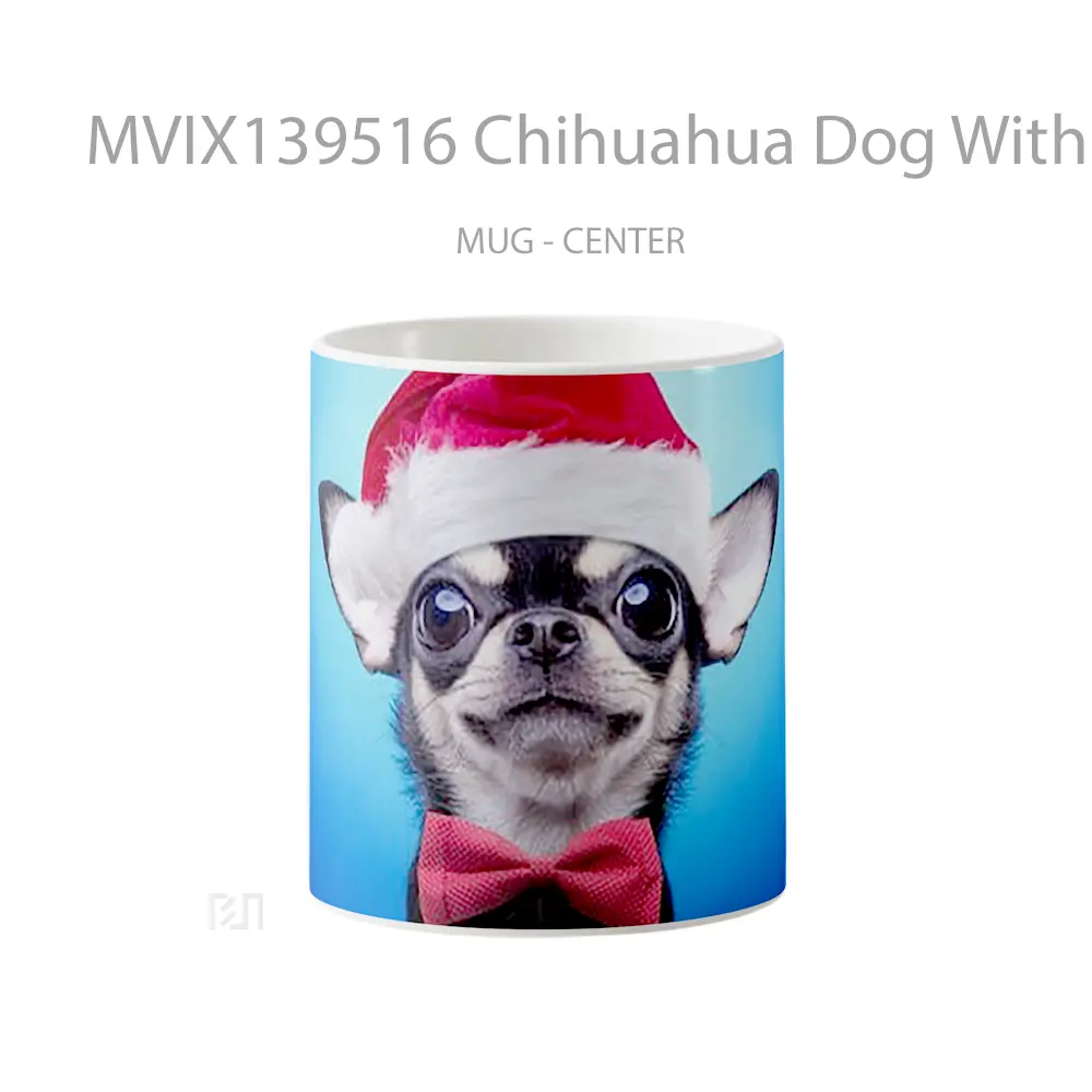 Mug Chihuahua Dog With Christmas Hat Gelas Hewan Lucu