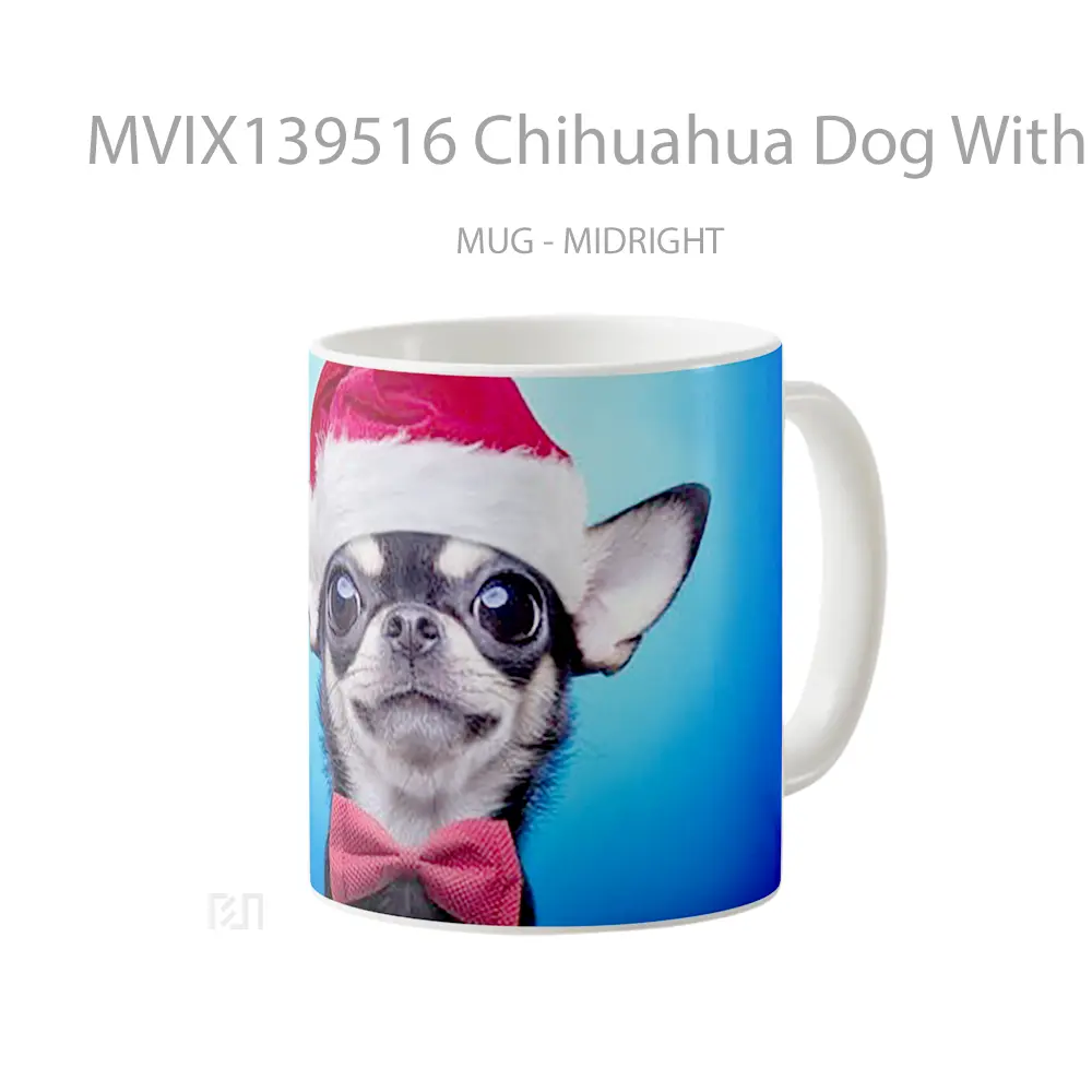 Mug Chihuahua Dog With Christmas Hat Gelas Hewan Lucu - All-side / Desain