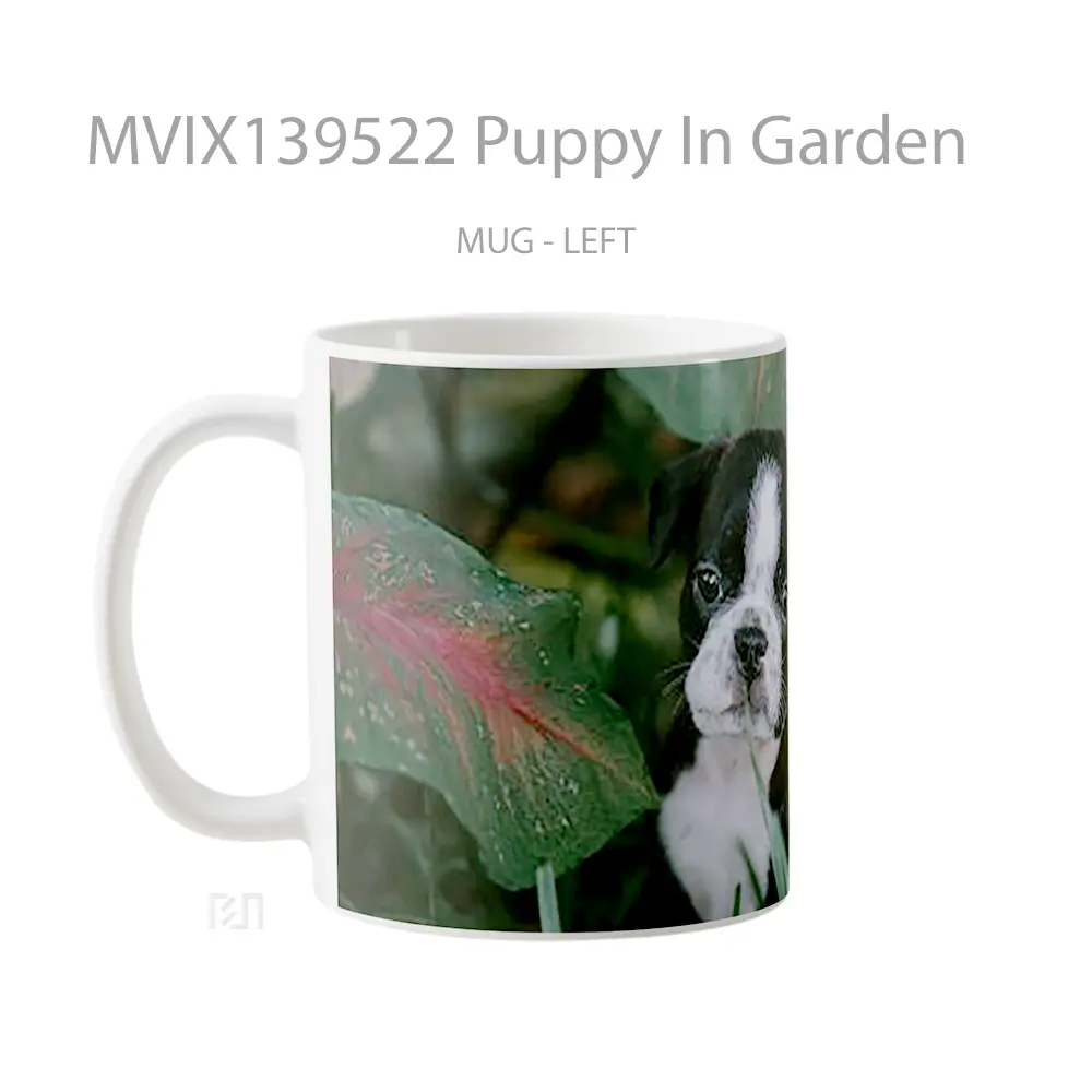 Mug Puppy In Garden Gelas Hewan Lucu - All-side / Desain