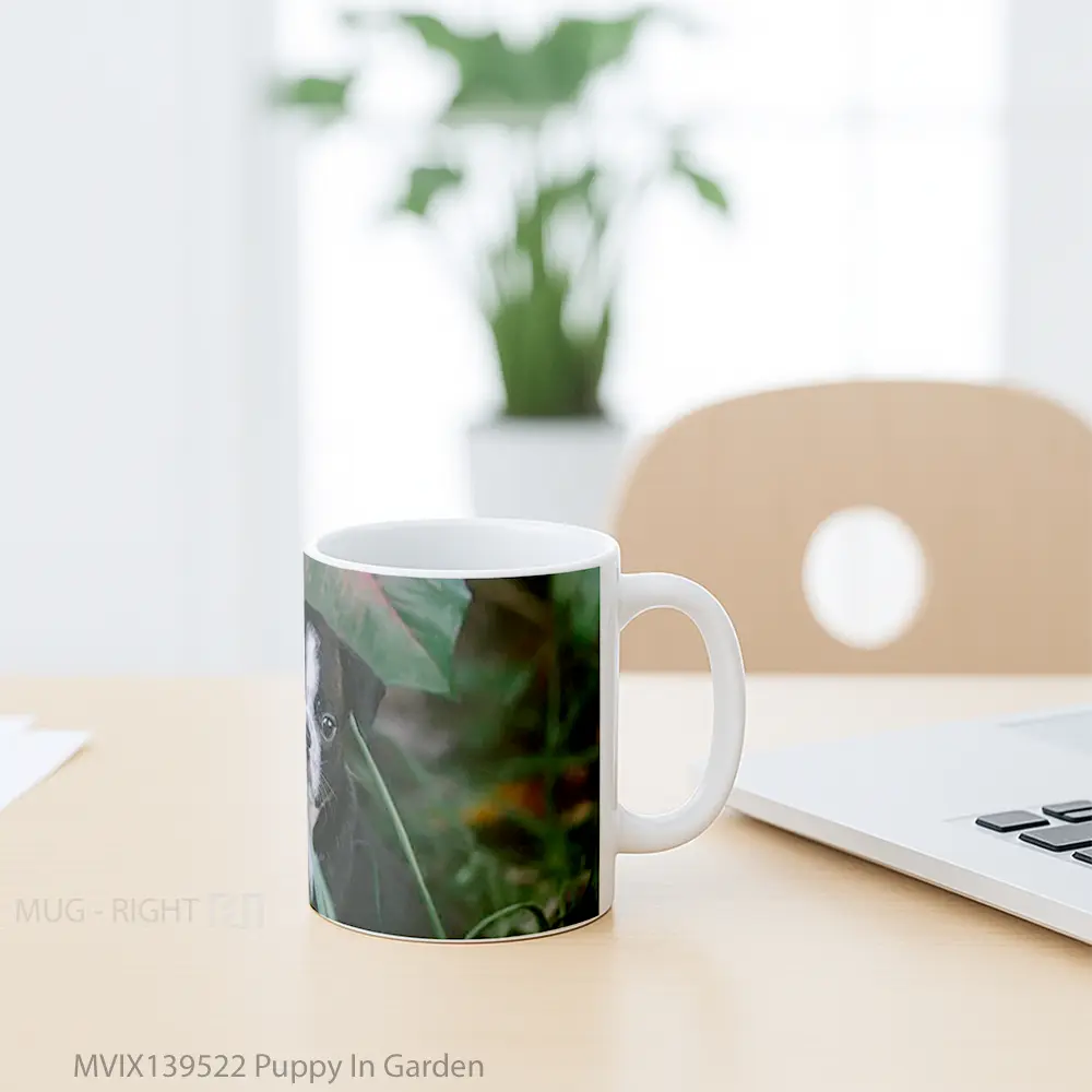 Mug Puppy In Garden Gelas Hewan Lucu - All-side / Desain