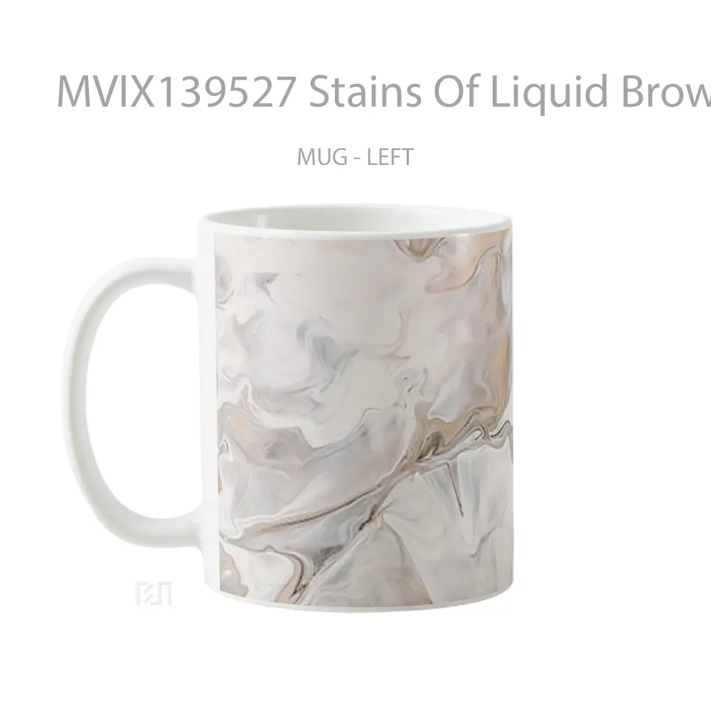 Mug Stains Of Liquid Brown And White Paint Gelas Keramik Unik - All-side / Desain