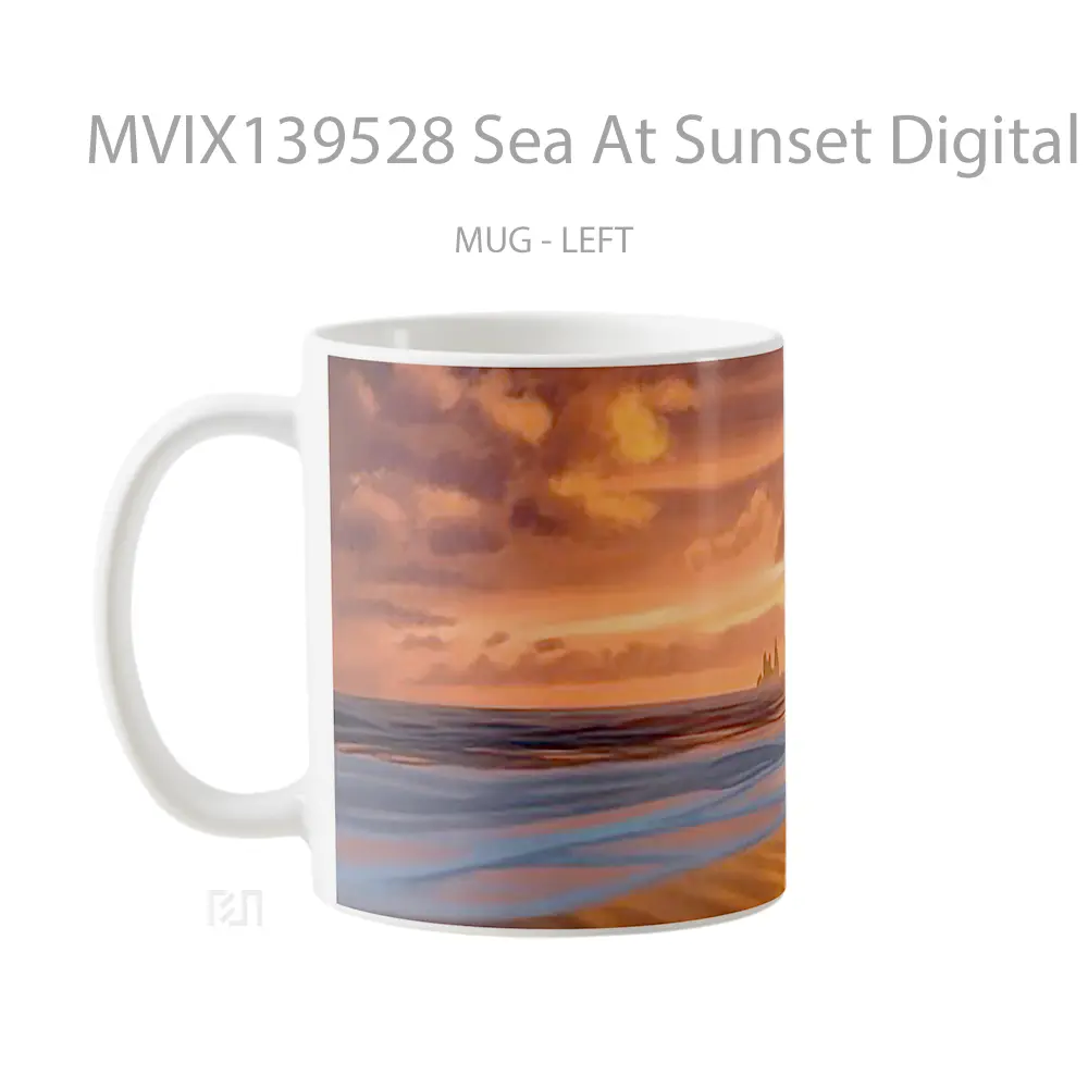 Mug Sea At Sunset Digital Art Gelas Pemandangan Alam - All-side / Desain