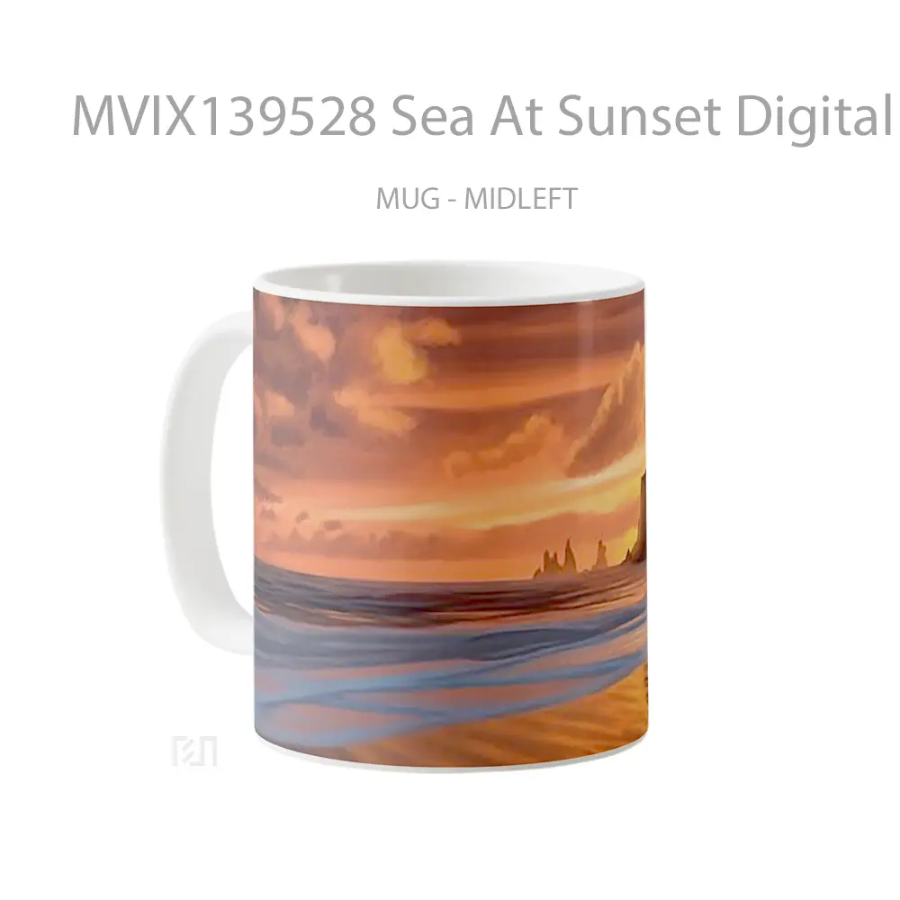 Mug Sea At Sunset Digital Art Gelas Pemandangan Alam - All-side / Desain