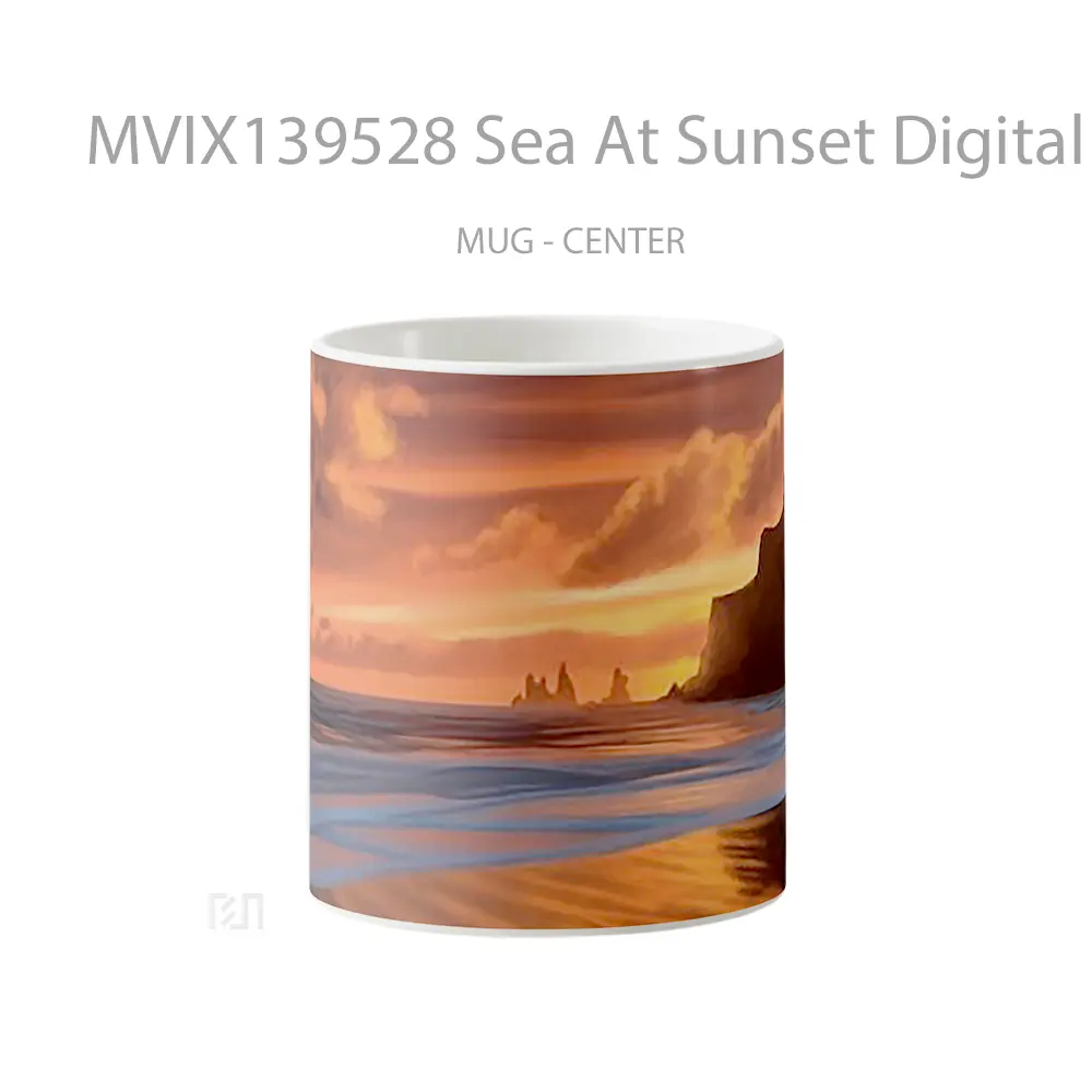 Mug Sea At Sunset Digital Art Gelas Pemandangan Alam