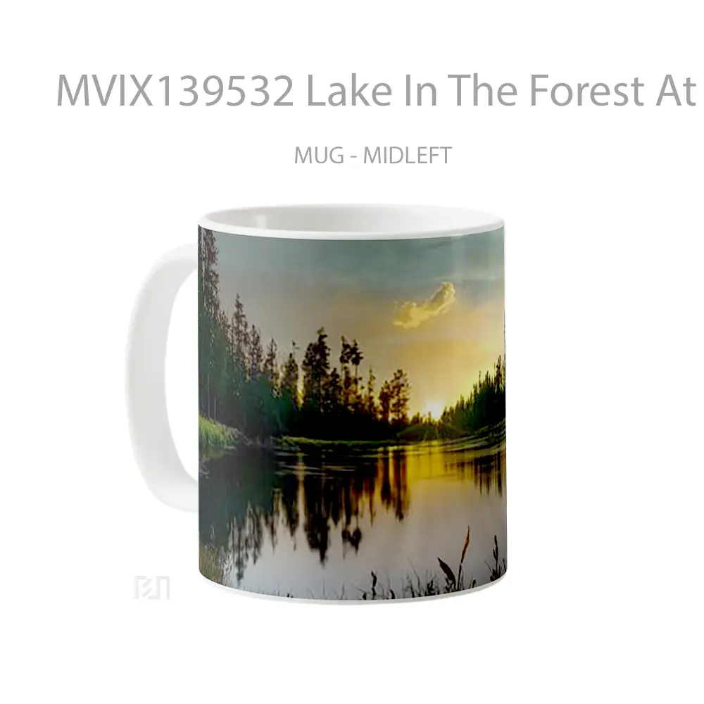 Mug Lake In The Forest At Sunset Gelas Pemandangan Alam - All-side / Desain