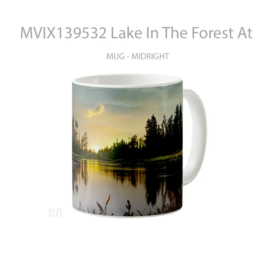 Mug Lake In The Forest At Sunset Gelas Pemandangan Alam - All-side / Desain