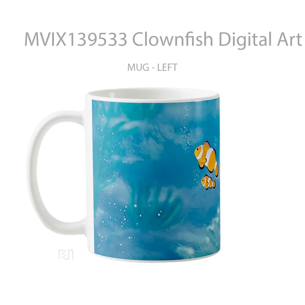 Mug Clownfish Digital Art Gelas Seni Modern - All-side / Desain