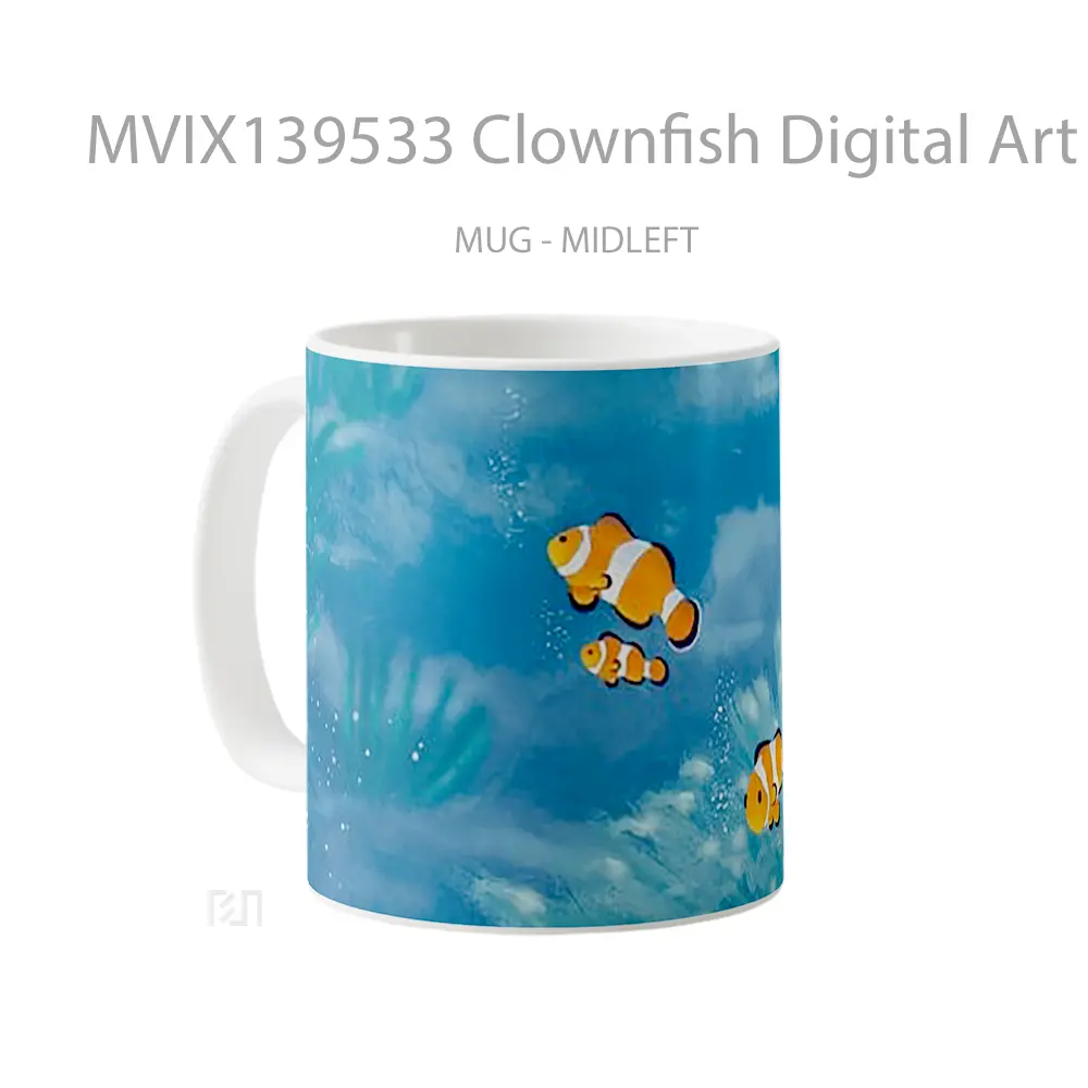 Mug Clownfish Digital Art Gelas Seni Modern - All-side / Desain