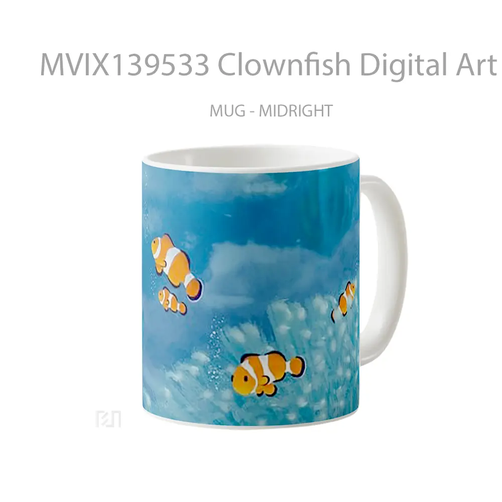 Mug Clownfish Digital Art Gelas Seni Modern - All-side / Desain